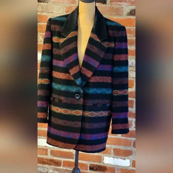 Braetan Jackets & Blazers - Braetan vintage wool and acrylic jacket with leather collar size 14
